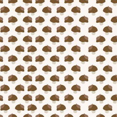 Hand-drawn seamless vector mushroom pattern on a solid light beige background. Perfect for textile design, packaging, eco-friendly branding, and seasonal autumn-themed projects.