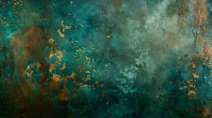 Fototapeta premium Abstract Teal and Gold Patina Background Texture