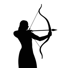 Silhouette of archer aiming with bow and arrow, Dussehra symbolism