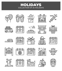 Collection of 25 Holidays. A Visual Guide to Festive Events and Celebrations