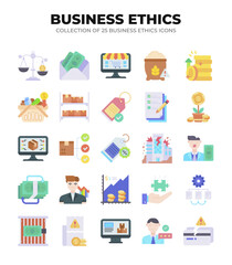 Collection of Business Ethics Icons. Promoting Ethical Business Practices and Corporate Social Responsibility