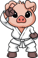 Pig Doing Karate Vector Image