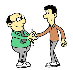Cartoon men shaking hands business deal agreement