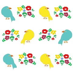 birds and flowers
