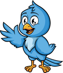 Fototapeta premium Blue Bird Waving Vector Image