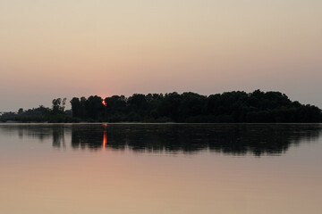Po river Po Valley landscape trees flowers sky horizon sun intense summer