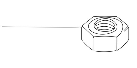 nut continuous one line drawing, bolt nut continuous line vector illustration, Nut one line drawing vector. Nut continuous line drawing vector. Nut a single line drawing. Background contour line Nut.