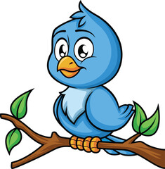 Blue Bird On Tree Branch Vector Image