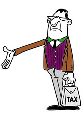 Abstract illustration of tax season with suit and briefcase