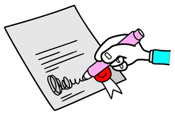 Signing a document illustration