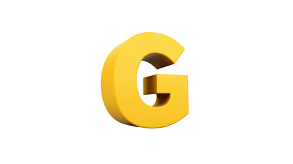 3D Render of Golden Letter G on Transparent Background