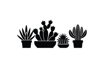 Succulent desert plant flat icon collection for decor themes vector art illustration