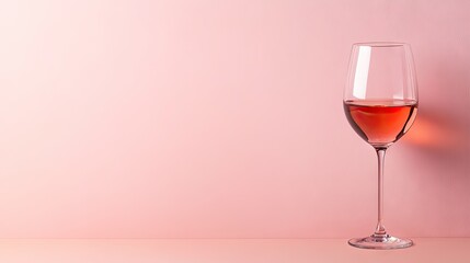 Pink wine glass against a pastel pink background.