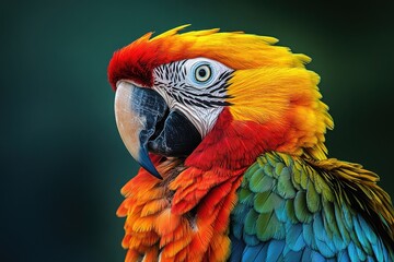 Vibrant Scarlet Macaw Portrait A Stunning Close-Up of a Tropical Bird