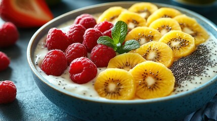 Fruit yogurt bowl with chia seeds