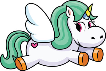 Winged Unicorn With Heart Tattoo Vector Image