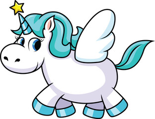 Winged Unicorn With Little Yellow Star Vector Image