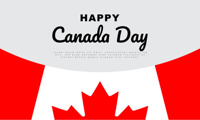 Canada Day Banner Design with Flag Illustration.
