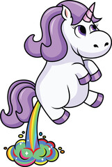 Unicorn Farting A Rainbow Vector Image