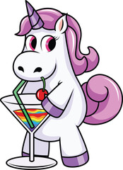 Unicorn Having A Drink Vector Image