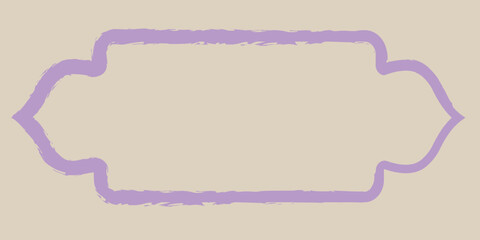 Hand-drawn purple vintage frame with rough edges and artistic flair on a beige background. Ideal for creative labels, tags, and packaging. Unique sketch-style border for standout designs.