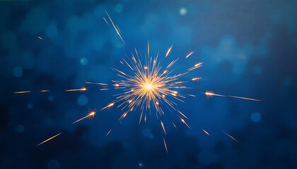 Abstract image of a sparkler or firework exploding against a blue background