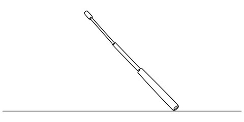self defence stick vector outline continuous one line drawing, baton stick Outline Illustration Vector, continuous one line drawing of stick in white background. minimalist style concept pro vector.