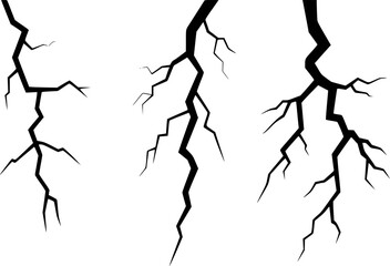 Black crack vector design on white background for graphic elements