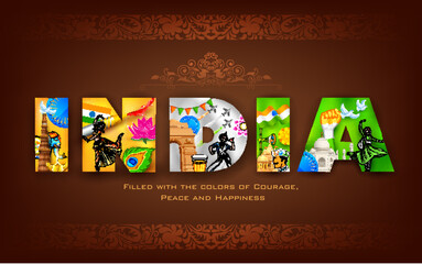 illustration of India background showing its culture