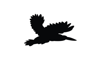 Flying Amazon kingfisher bird Silhouette Design  And Vector Illustration. 