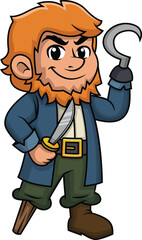 One Legged Pirate With Sword And Hook Vector Image