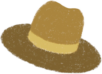 Vintage Brown Hat Clipart – Hand Drawn Retro Fedora Illustration