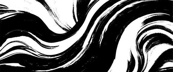 Obraz premium Vector black and white background with a brush stroke on white background
