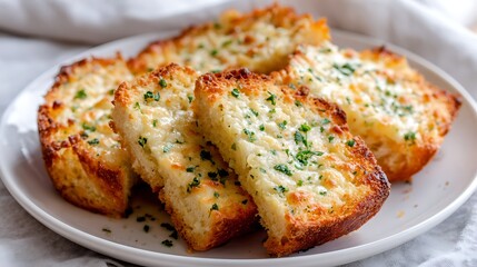 Golden Garlic Bread with Melted Cheese and Fresh Herbs
