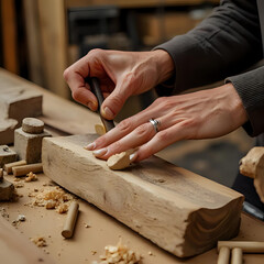 close up of hands making a wood