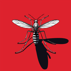 comic book style mosquito illustration that is often found in gardens