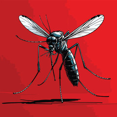 comic book style mosquito illustration that is often found in gardens