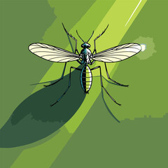 comic book style mosquito illustration that is often found in gardens