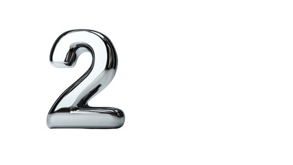 Fototapeta premium Chrome Number Two - 3D Rendered Metallic Digit