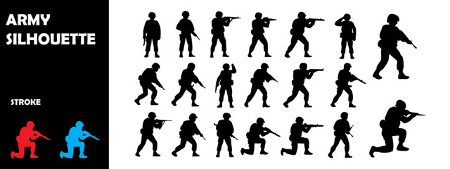 Army Silhouette Vector Set
