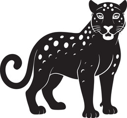 Obraz premium Spotted leopard silhouette isolated on white background