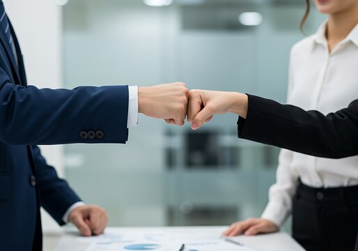 Business Partners Sharing a Fist Bump as a Sign of Agreement