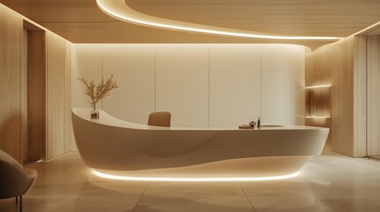 Elegant Minimalist Reception Area Background with Ambient Lighting