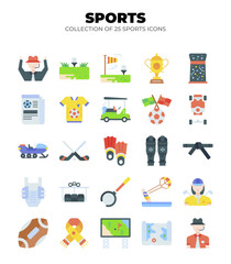 Collection of 25 Sports Icons. Flat Design