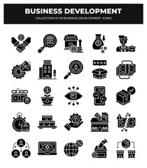 Collection of 25 Business Development Icons: Boost Your Business Growth Strategy