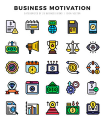 Business Motivation web icons in Lineal Color style.