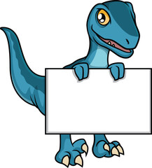 Dinosaur Holding Blank Sign Vector Image