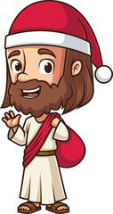 Jesus Dressed As Santa Claus Vector Image