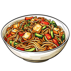 Chow Mein Stir-Fried Noodles with Vegetables and Tofu