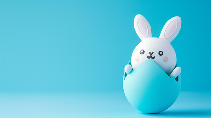 Easter bunny rabbit in egg. Easter holiday concept.